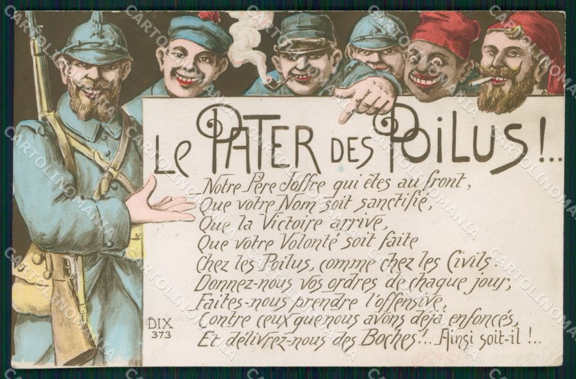 WW1 WWI French Propaganda Pater des Poilus DIX 373 Foto cartolina XB6874 – fronte