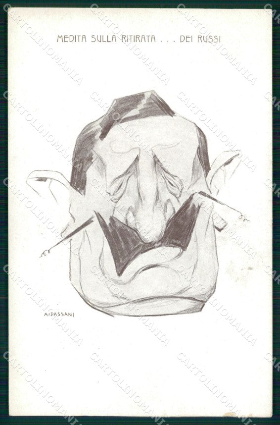 WW1 WWI Propaganda Italiana Anti Kaiser Wilhelm II Passani cartolina XB6877 – fronte