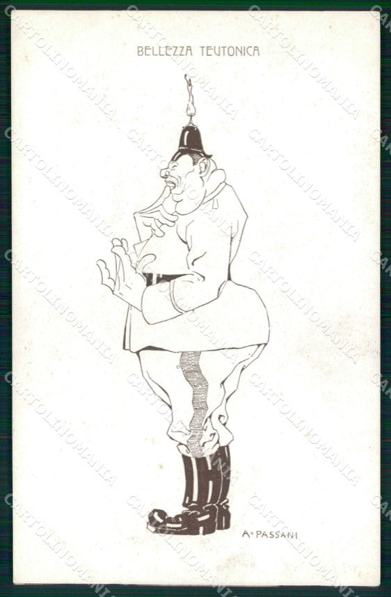 WW1 WWI Propaganda Italiana Anti German Passani cartolina XB6878 – fronte
