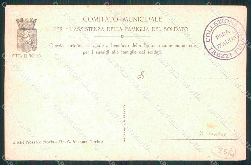 WW1 WWI Propaganda Assistenza Famiglia Soldato Torino Sobrile cartolina XB6913 – retro