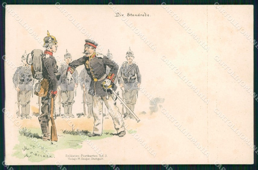 Artist Signed Military Soldier Soldaten Die Standreve C. Becker cartolina XB6916 – fronte