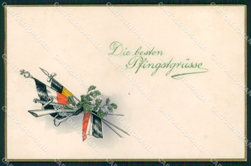 WW1 German Austrian Propaganda Flag Pfingst Pentecoste SCOLLATA cartolina XB6927 – fronte