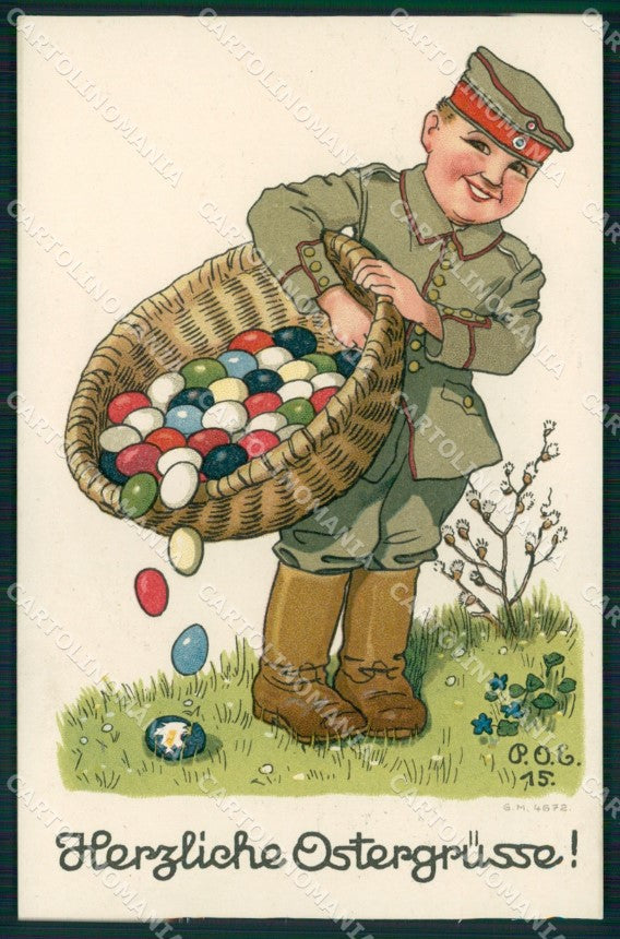 Artist Signed WW1 German Propaganda Easter Ostergrusse P.O.E. cartolina XB6943 – fronte