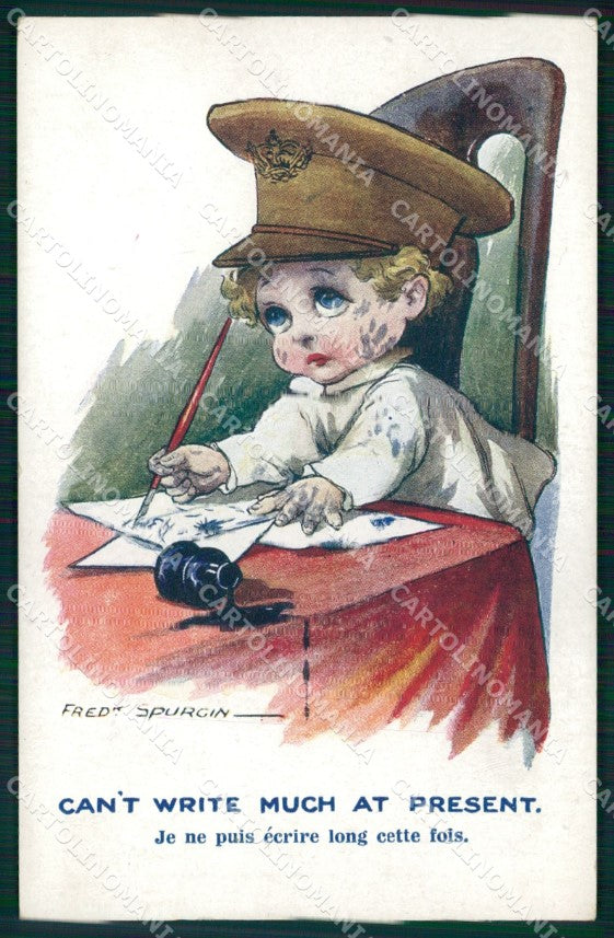 Artist Signed WW1 British Propaganda Children Fred Spurgin 1004 cartolina XB6945 – fronte