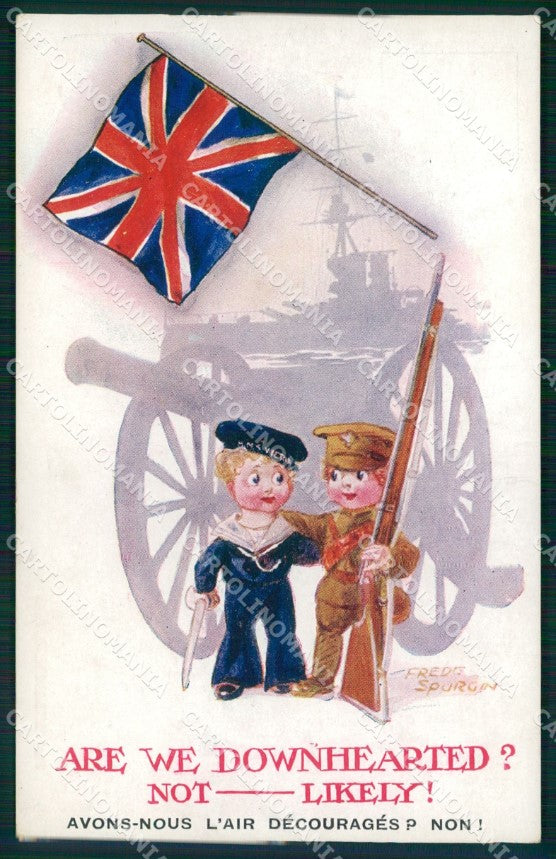 Artist Signed WW1 British Propaganda Children Fred Spurgin 799 cartolina XB6946 – fronte