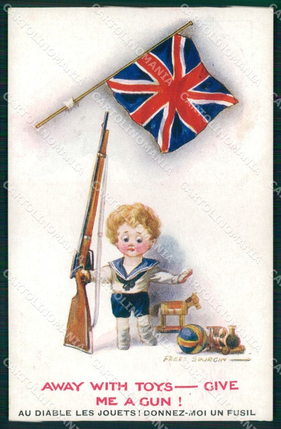 Artist Signed WW1 British Propaganda Children Fred Spurgin 801 cartolina XB6947 – fronte