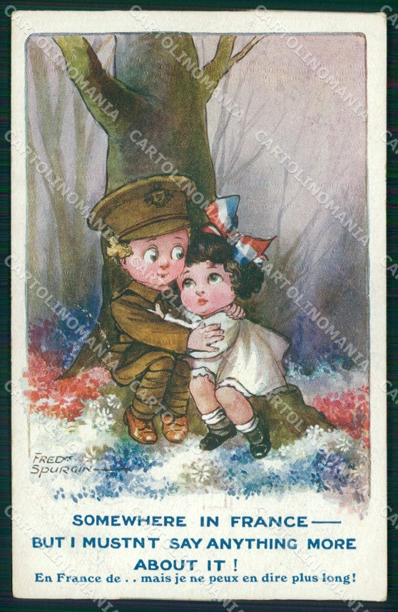 Artist Signed WW1 British Propaganda Children Fred Spurgin 280 cartolina XB6948 – fronte