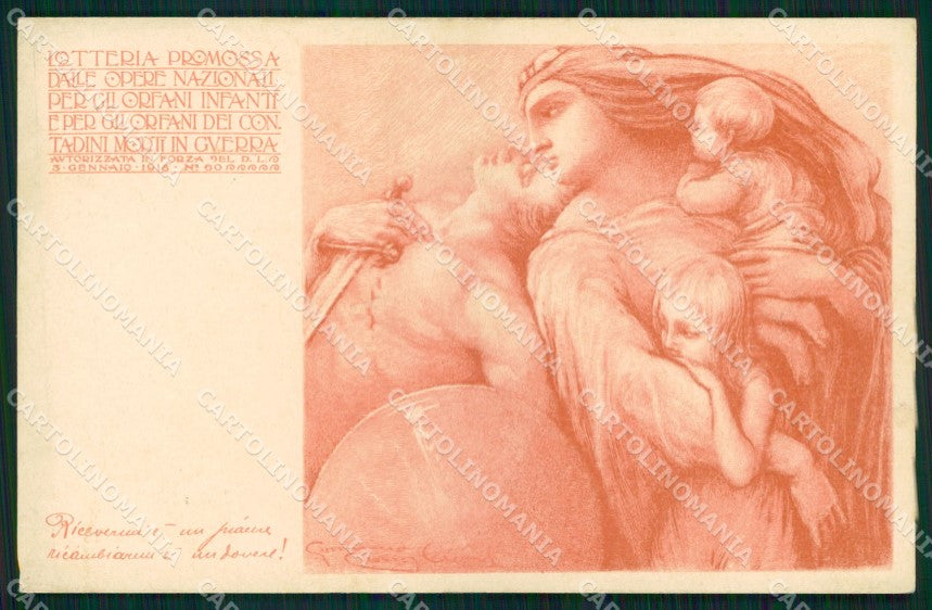 WW1 WWI Propaganda Lotteria Pro Orfani Guerra Castiglioni cartolina XB6957 – fronte
