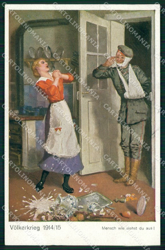 WW1 WWI German Propaganda Soldat Volkerkrieg 1914-15 cartolina XB6967 – fronte