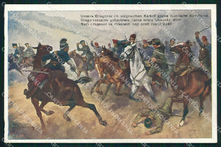 WW1 WWI German Propaganda Soldat Dragoner Russische Kavallerie cartolina XB6969 – fronte