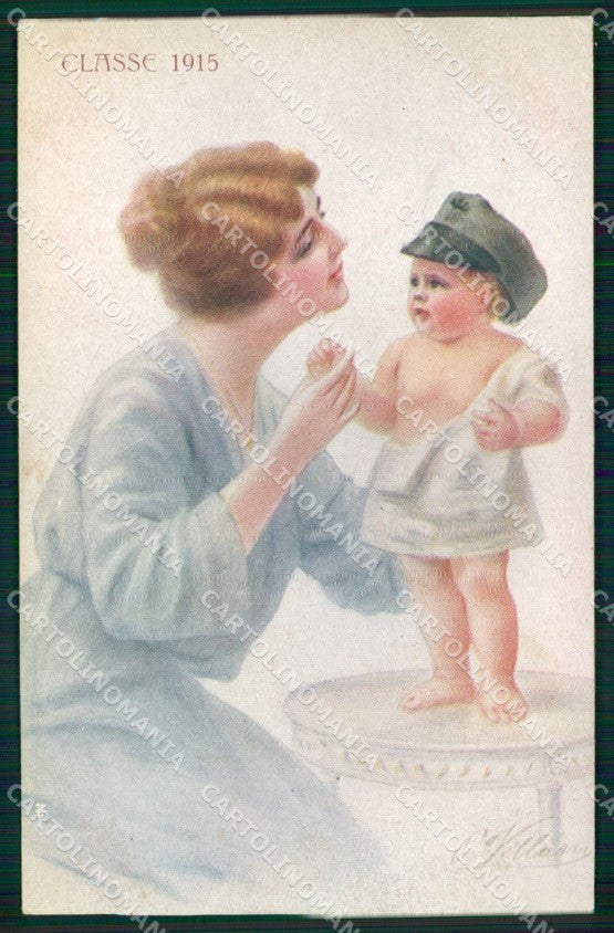 WW1 WWI Propaganda Lady Soldier Child Villani cartolina XB7007 – fronte