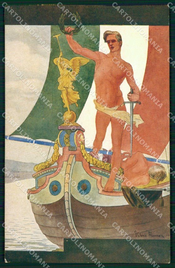WW1 WWI Propaganda Italiana Tricolore Carducci Franco cartolina XB7020 – fronte
