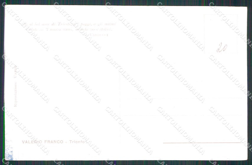 WW1 WWI Propaganda Italiana Tricolore Carducci Franco cartolina XB7020 – retro
