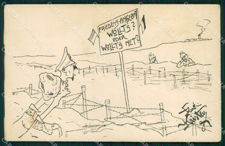 Militari Soldaten Rudolf Kristen Karikatur 61 cartolina XB7026 – fronte