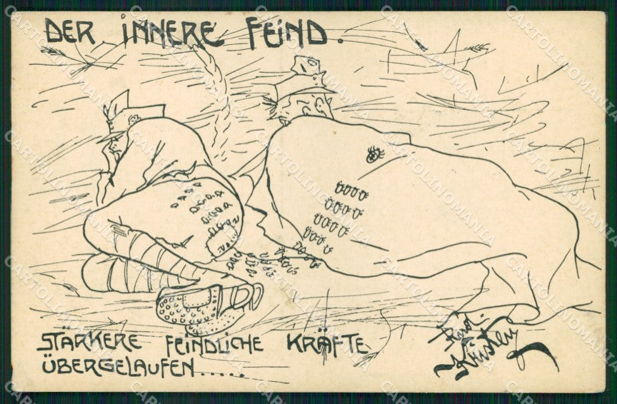 Militari Soldaten Rudolf Kristen Karikatur 11 cartolina XB7028 – fronte