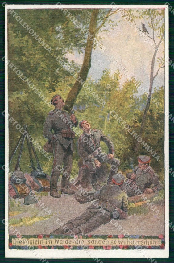 Artist Signed Illustratori Militari WWI Propaganda Paul Hey cartolina XB7031 – fronte
