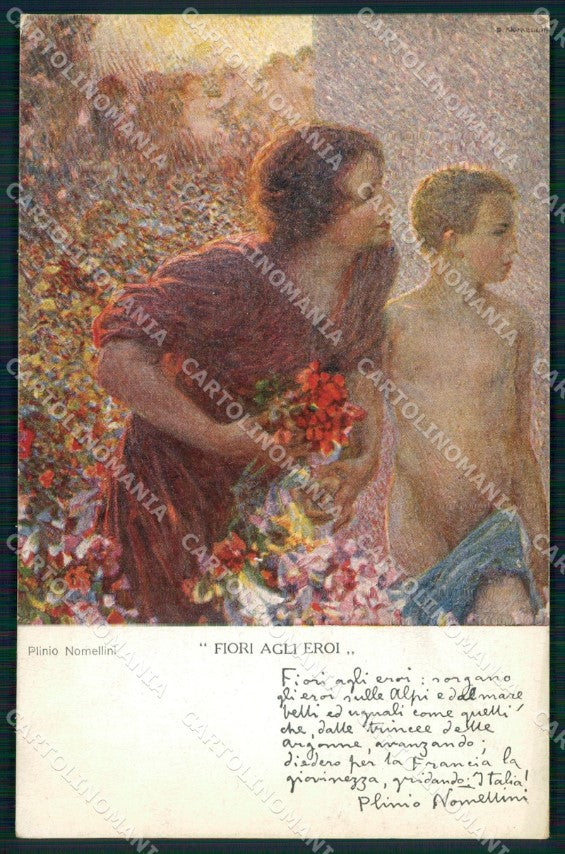 WW1 WWI Propaganda Italiana Pro Umanità P. Nomellini SCOLLATA cartolina XB7061 – fronte