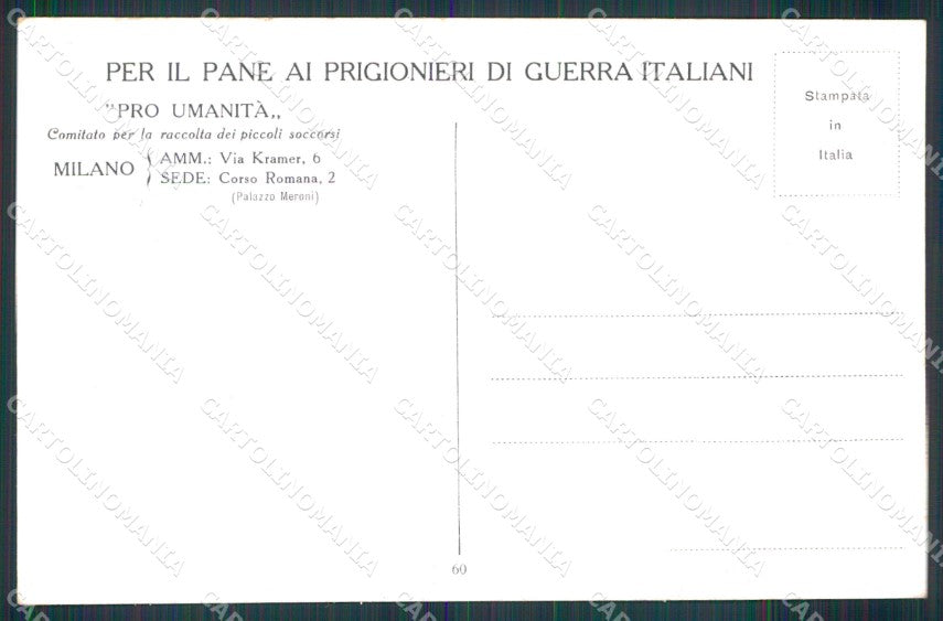 WW1 WWI Propaganda Italiana Pro Umanità P. Nomellini SCOLLATA cartolina XB7061 – retro