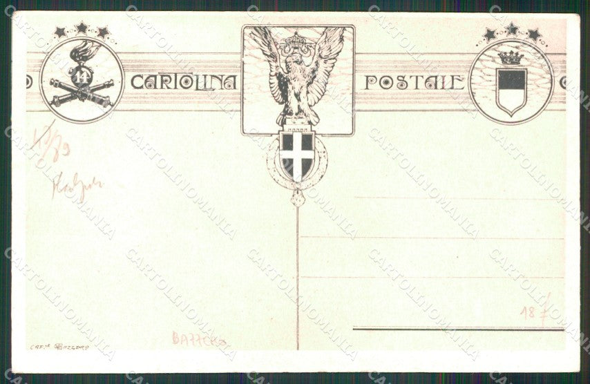 Militari 14° Reggimento Artiglieria da Campagna Bazzero cartolina XB7088 – retro