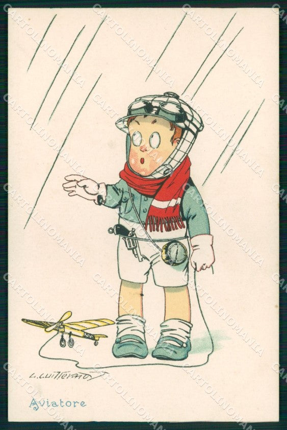 Artist Signed Illustratori WWI Propaganda Aviazione Guillermaz cartolina XB7090 – fronte