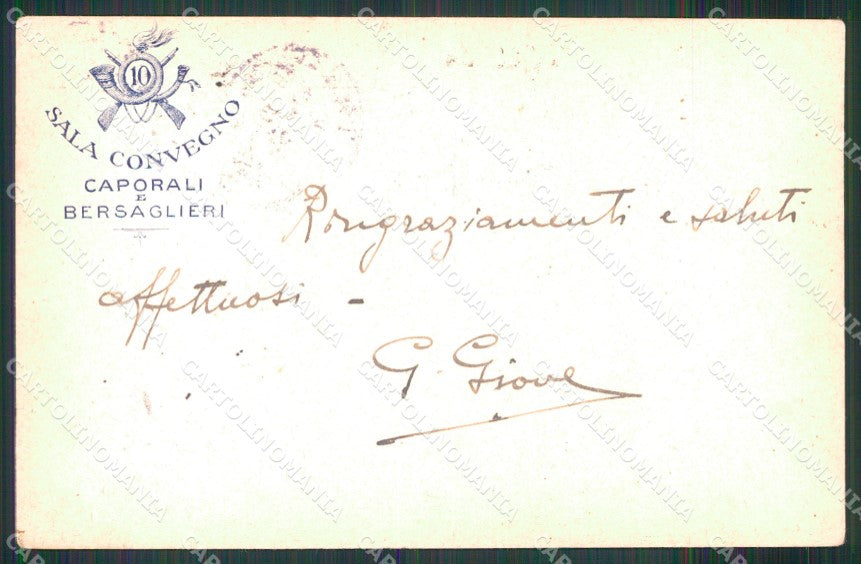 Militari 10° Reggimento Bersaglieri PIEGA cartolina XB7111 – retro