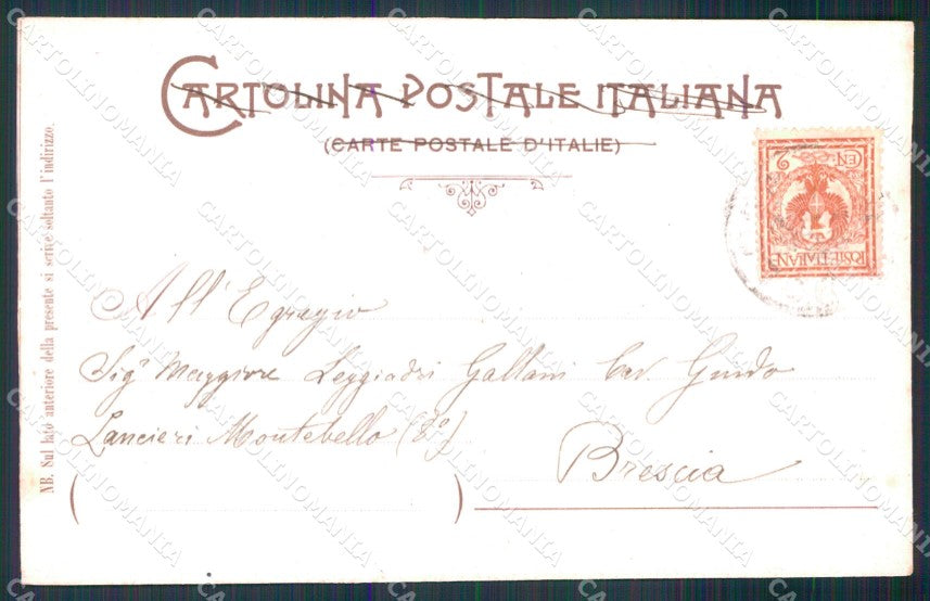 Militari 5° Reggimento Bersaglieri Bologna 1902 PIEGA cartolina XB7114 – retro