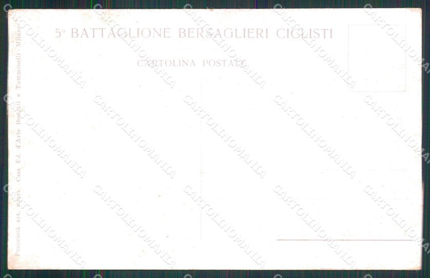 Militari 5° Battaglione Bersaglieri Ciclisti cartolina XB7129 – retro