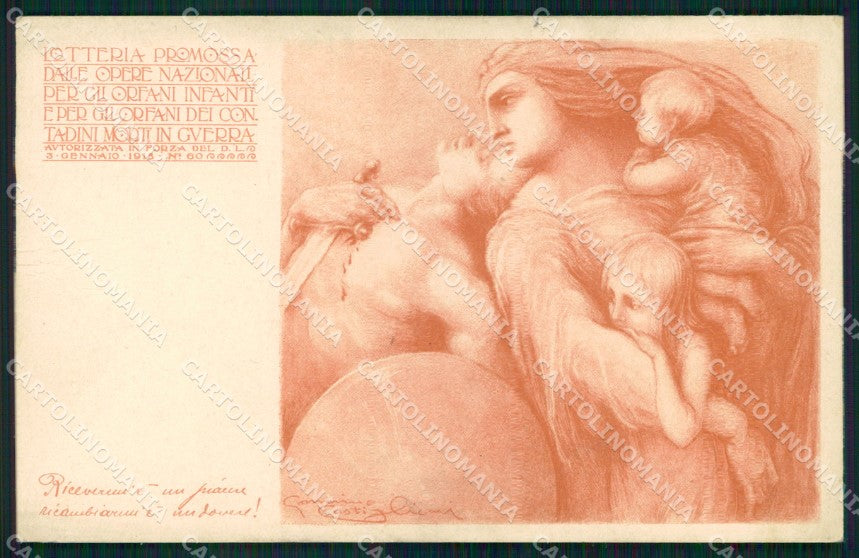 WW1 WWI Propaganda Lotteria Pro Orfani Guerra Castiglioni cartolina XB7151 – fronte
