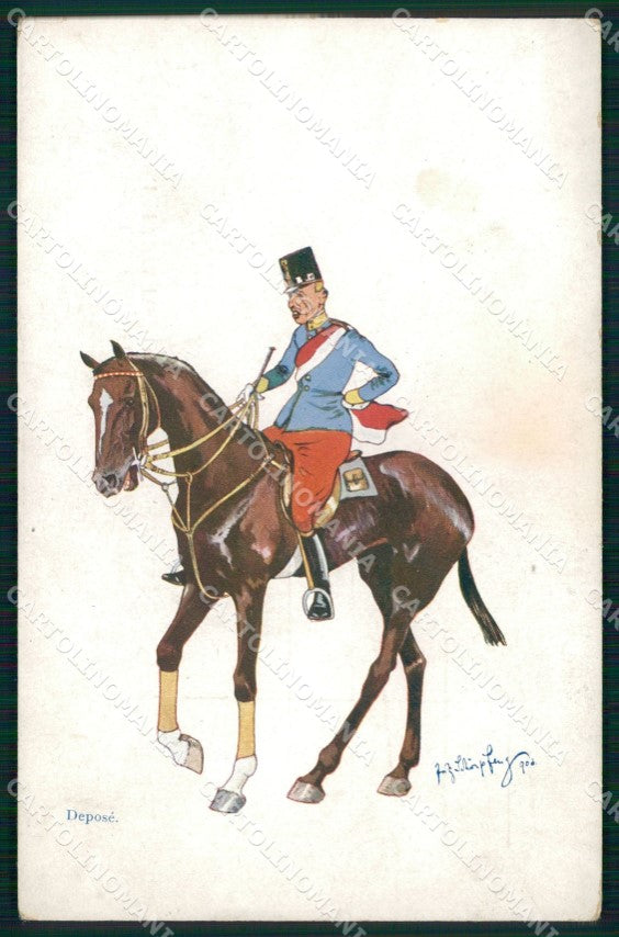 Artist Signed Illustratori Horse Soldier B K W I 748 Schonpflug cartolina XB7169 – fronte