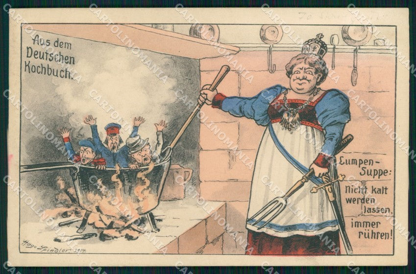 WW1 German Propaganda Aus dem deutschen kochbuch H. Spindler cartolina XB7182 – fronte