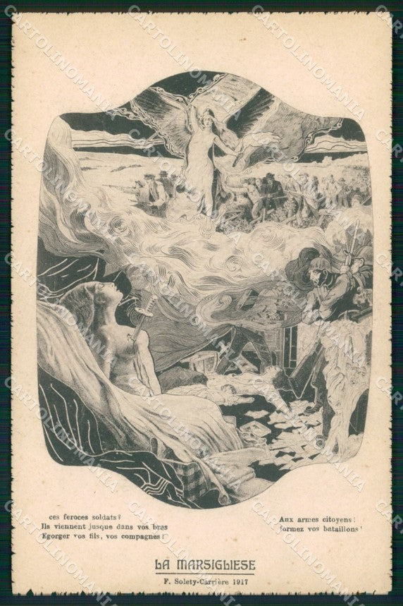 WW1 Propaganda Italiana Pro Licenza Soldato Belga Marsigliese cartolina XB7187 – fronte
