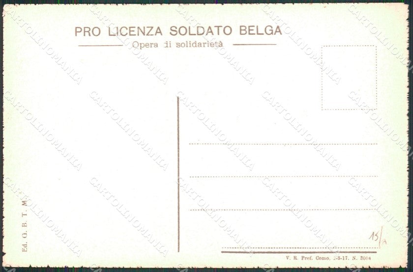 WW1 Propaganda Italiana Pro Licenza Soldato Belga Marsigliese cartolina XB7187 – retro