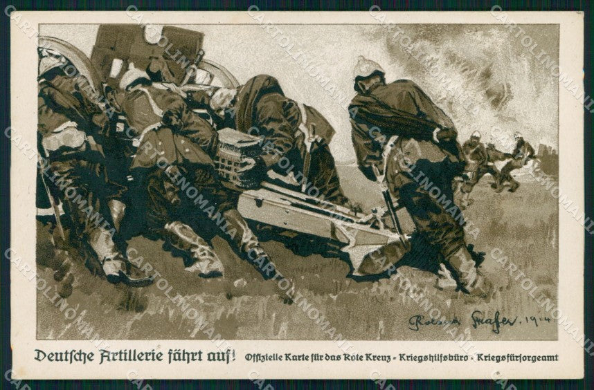 WW1 German Propaganda Deutsche Artillerie Roland Strafer cartolina XB7189 – fronte
