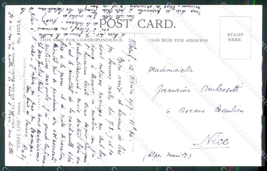 WW1 British Propaganda Inter Art 1354 First Line Donald Mc Gill cartolina XB7194 – retro