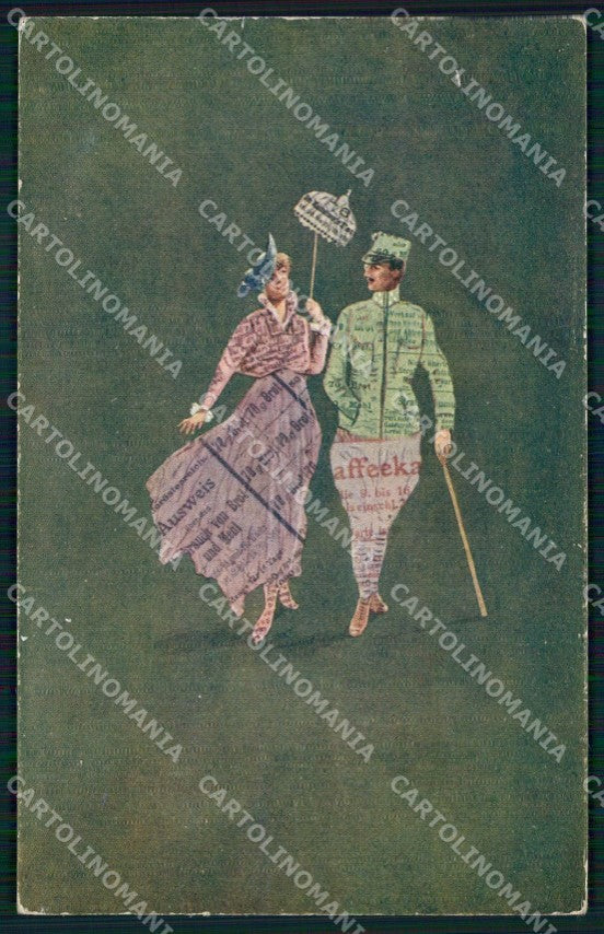 Artist Signed Illustratori Lady and Soldier serie 572 cartolina XB7195 – fronte