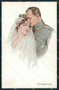 Artist Signed Illustratori Soldier Bride Wedding R L B cartolina XB7197 – fronte