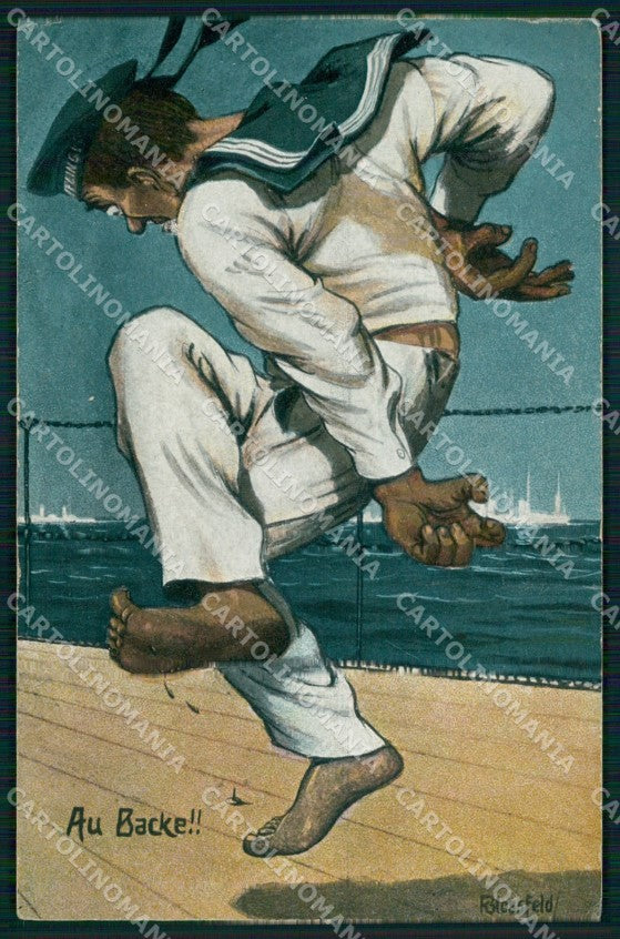 WW1 WWI Propaganda Sailor Marine Au Backe Blossfeld cartolina XB7203 – fronte