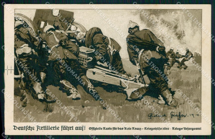 WW1 German Propaganda Deutsche Artillerie Roland Strafer cartolina XB7212 – fronte