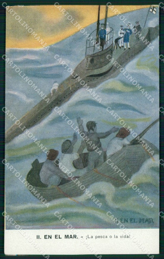 WW1 WWI Propaganda Anti German En el Mar serie II cartolina XB7220 – fronte