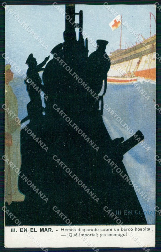 WW1 WWI Propaganda Anti German En el Mar serie III cartolina XB7225 – fronte