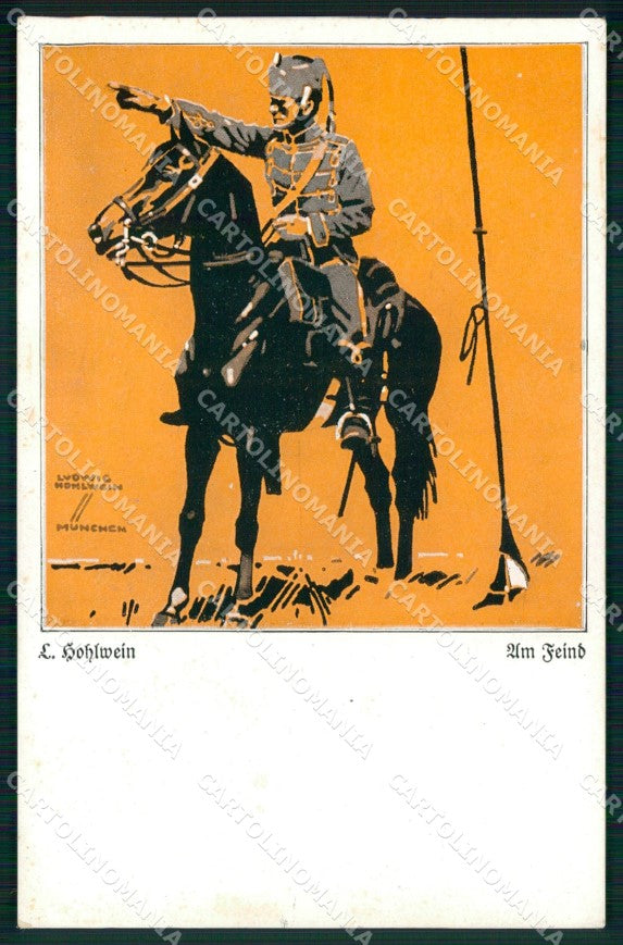 Militari Military Um Feind Husar in Uniform Ludwig Hohlwein cartolina XB7230 – fronte