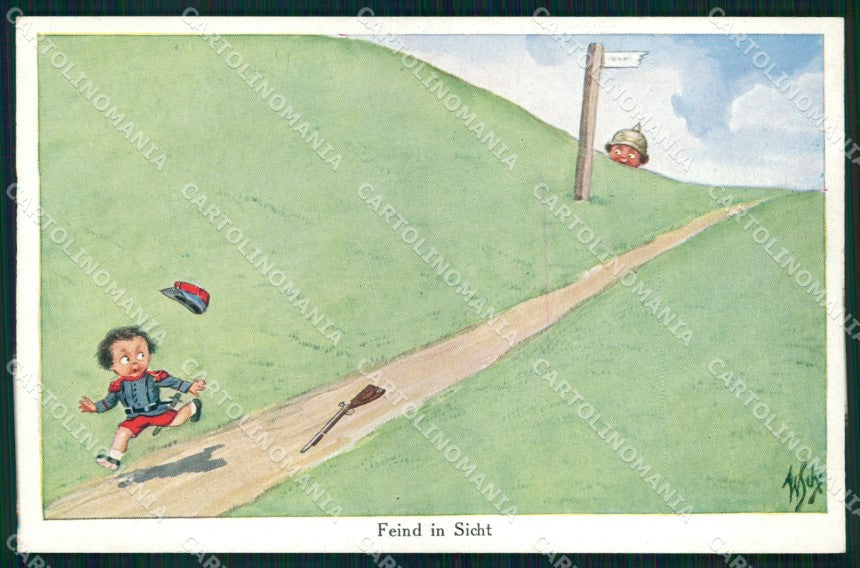 WW1 WWI German Propaganda Children Willi Scheuermann serie 658 cartolina XB7234 – fronte