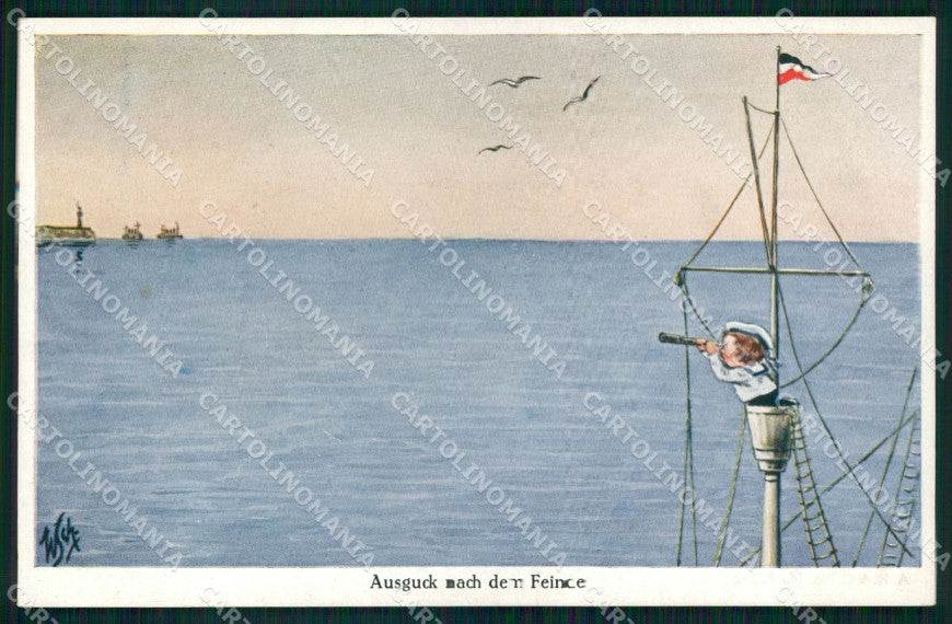 WW1 WWI German Propaganda Children Willi Scheuermann serie 723 cartolina XB7237 – fronte