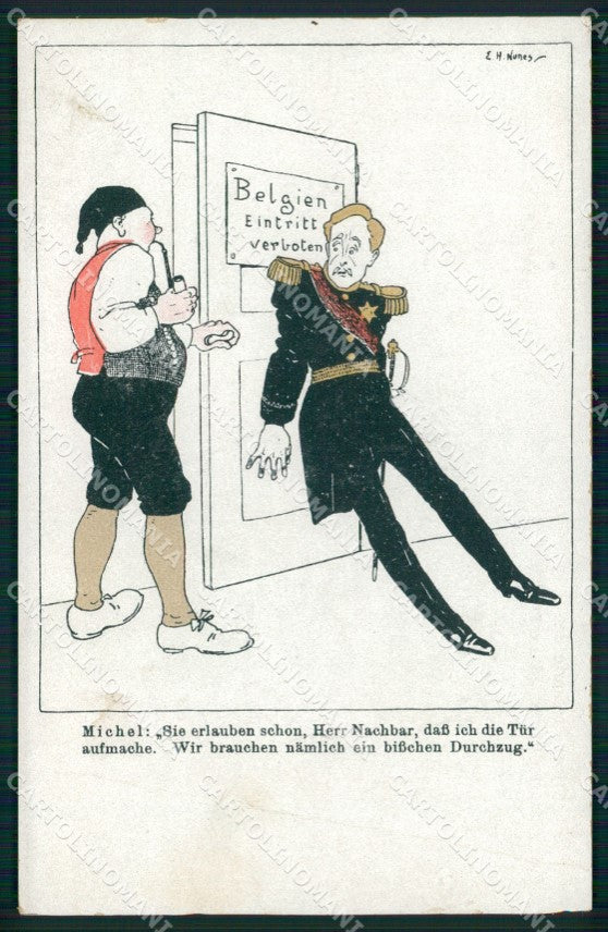 WW1 WWI German Propaganda Meggendorfer Blatter 5 Nunes CREASED cartolina XB7240 – fronte