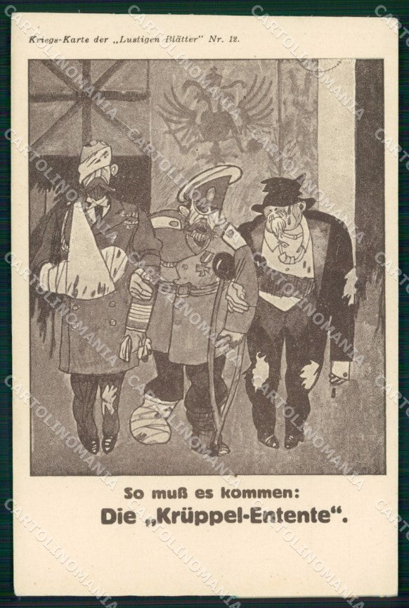 WW1 WWI German Propaganda Lustigen Blatter 12 cartolina XB7241 – fronte