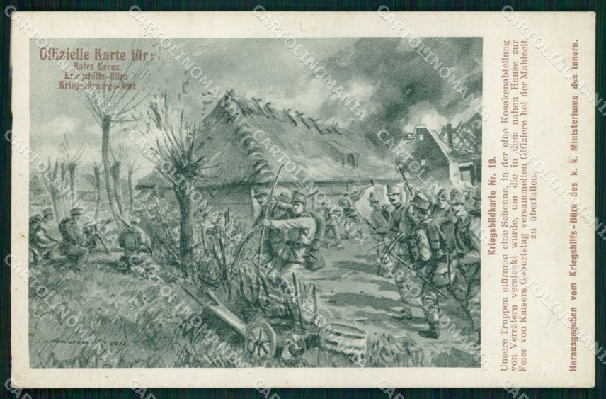 WW1 WWI Austrian Propaganda Rotes Kreuz Kriegsbildkarte 14 cartolina XB7249 – fronte