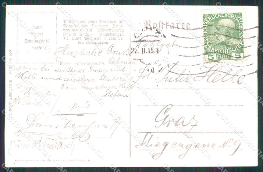 Artist Signed K. F. Gsur Dragoner Deutscher Schulverein 558 cartolina XB7260 – retro