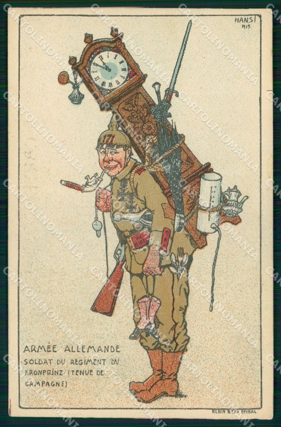 WW1 WWI French Propaganda Anti German Armee Allemande Hansi cartolina XB7265 – fronte