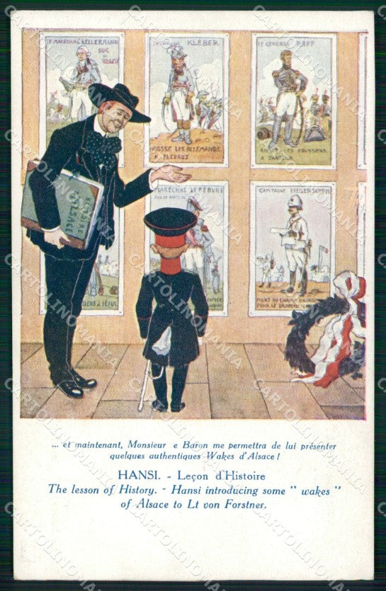 Artist Signed Illustratori The Lesson of History Alsace Hansi cartolina XB7268 – fronte