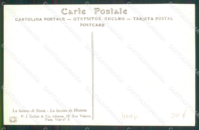 Artist Signed Illustratori The Lesson of History Alsace Hansi cartolina XB7268 – retro